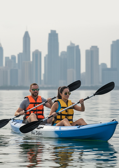Kayaking adventure among popular boat activities in Palm Jumeirah