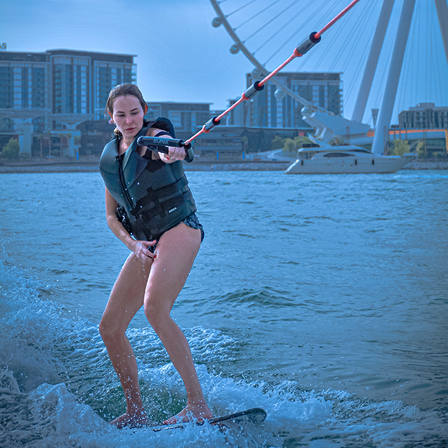 Wake surf ride in Palm Jumeirah for thrilling water sports adventure