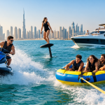 Four different water activities including jet skiing, efoiling, donut rides and charter boating in Dubai